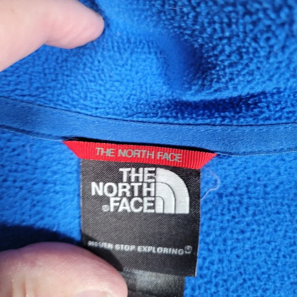The North Face Fleece Pullover Mens XL Blue TKA 100 1/4 Zip Mock Neck Pocket